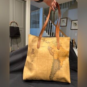 Alviero Martini 1ª Classe Vintage Geo Classic Tote/Shoulder Bag Map Print